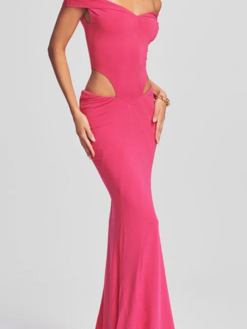 Retrofete Giada Fuschia Cutout Evening Gown